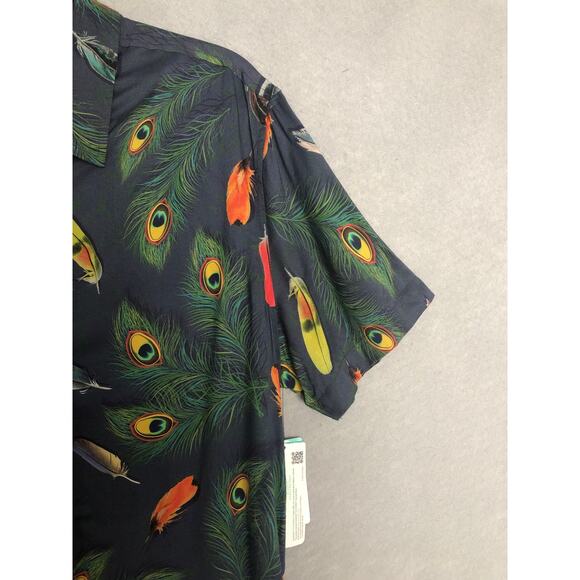 GUESS Peacock Shirt Men's Large Button-Up Short Sleeve NEW - Picture 3 of 7